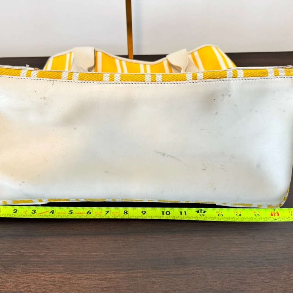 ✨ Balenciaga Paris Yellow Striped Canvas Tote w/ Pouch ✨ - Picture 10 of 16